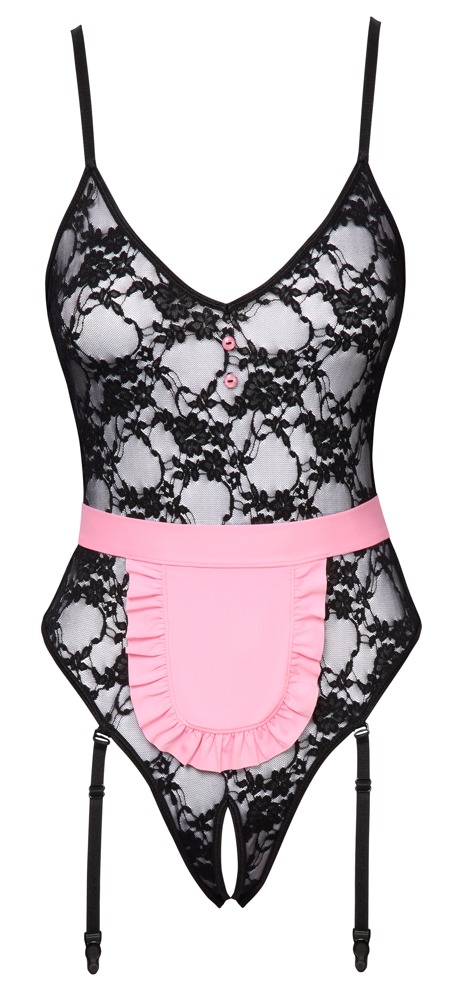 Maid Body Cottelli COSTUMES Negru din Dantelă cu Șorț - imagine 6