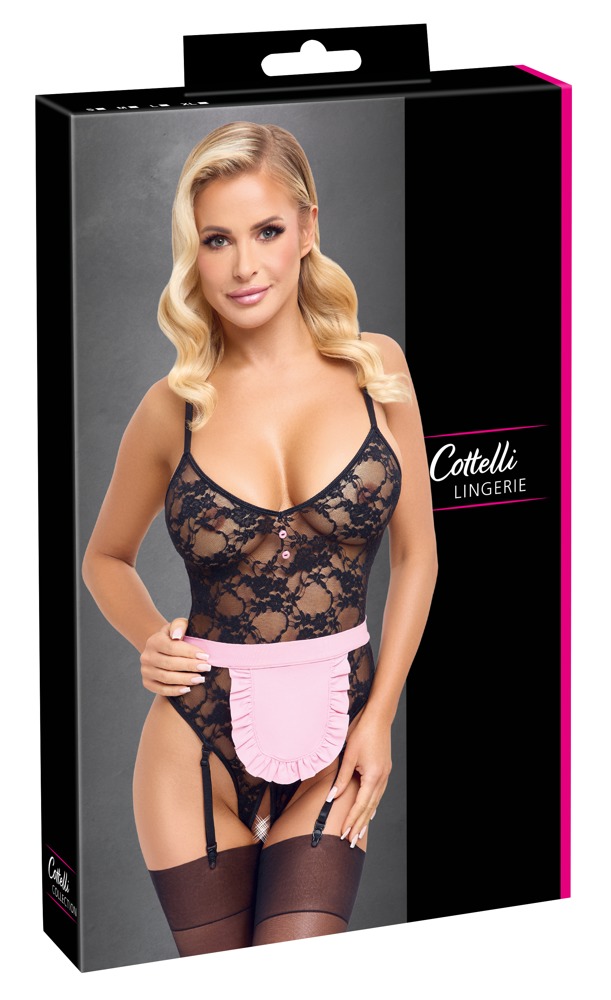 Maid Body Cottelli COSTUMES Negru din Dantelă cu Șorț