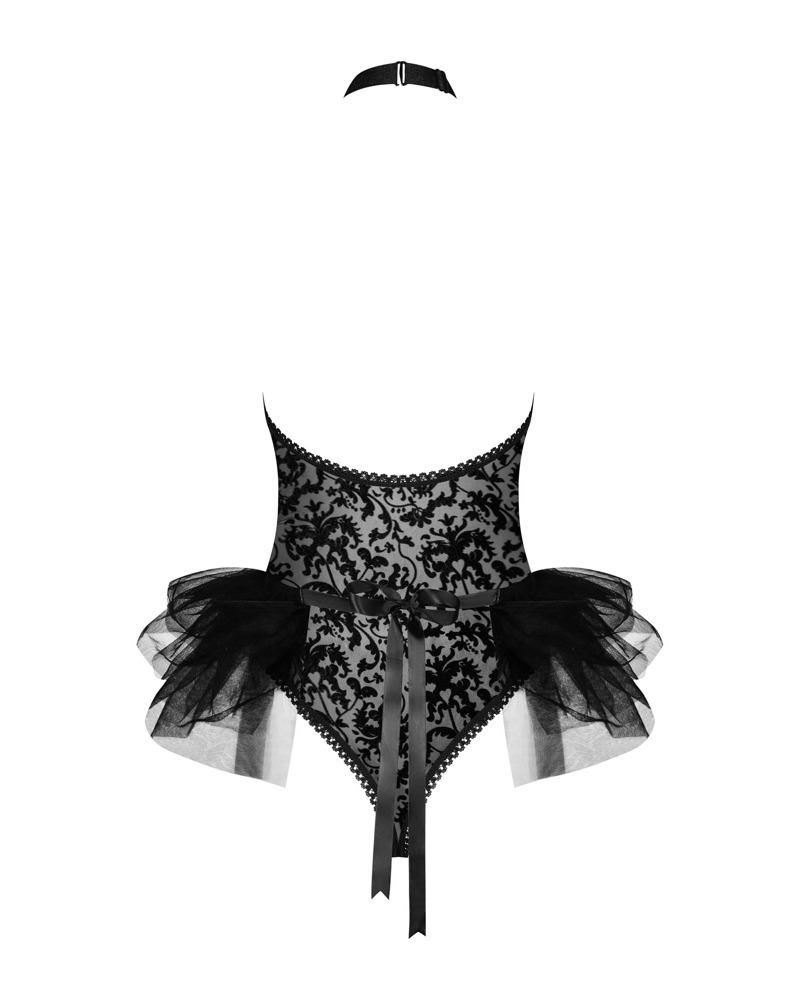 OBS Costum Black Maid 3 Piese cu Body Fustă din Tulle și Bentiță - imagine 4