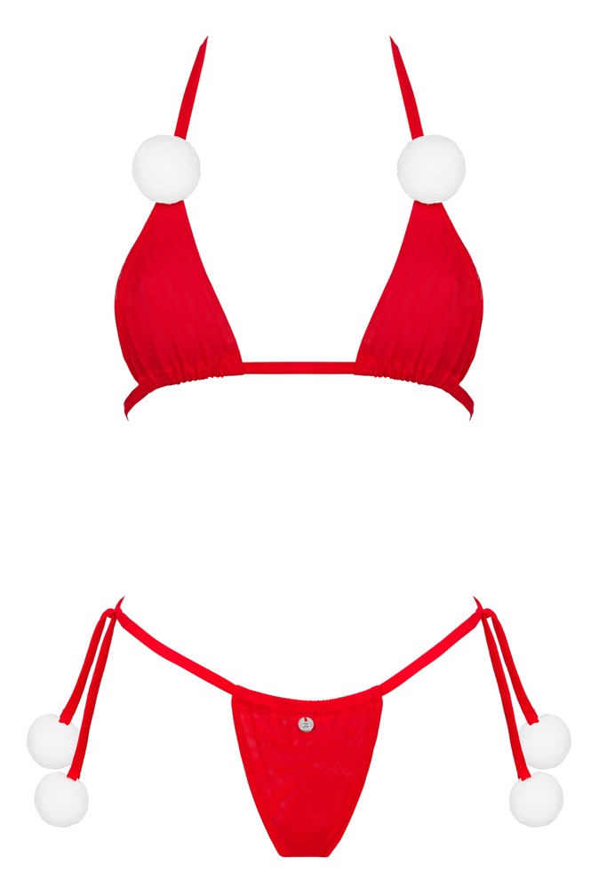 Obsessive Bobble Girl Costum Roșu cu Sutien Triunghiular și Tanga S-L - imagine 5