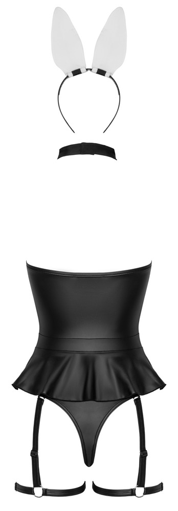 Bunny Body Set 3 Piese Negru cu Urechi de Iepuraș și Portjartier - imagine 7