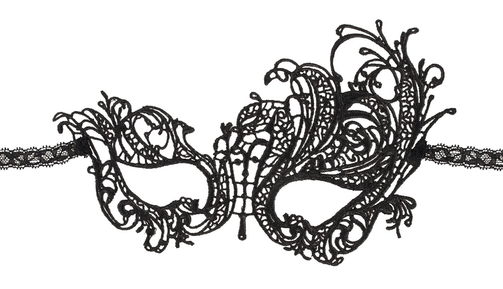 Mască Embroidery Neagră din Broderie Asimetrică cu Panglică din Dantelă - imagine 4