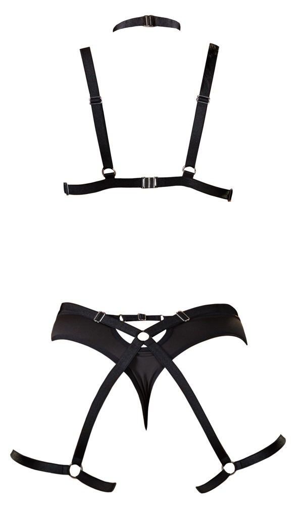 Set Bondage S-L Negru cu Ham Decorativ și Catarame Ajustabile - imagine 8