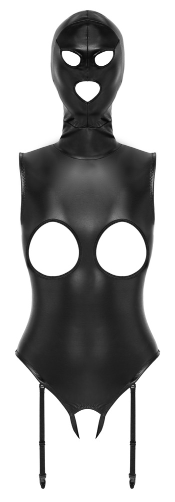 Bad Kitty Body cu Mască din Piele Vegană și Cupe Deschise - imagine 6