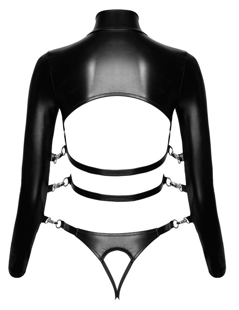 Bad Kitty Bondage Body Negru din Piele Ecologică cu Curele Ajustabile - imagine 8