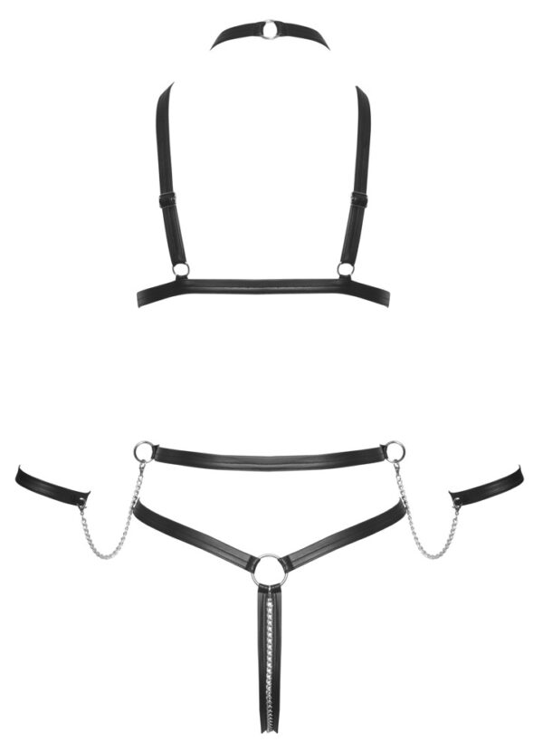 Bad Kitty Body Harness Negru cu Lanț și Cătușe - imagine 6