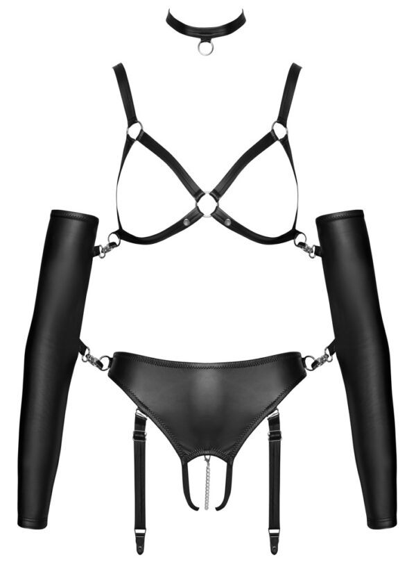 Bad Kitty Set Crotchless cu Sutien Cupe Deschise Choker și Manșoane - imagine 6