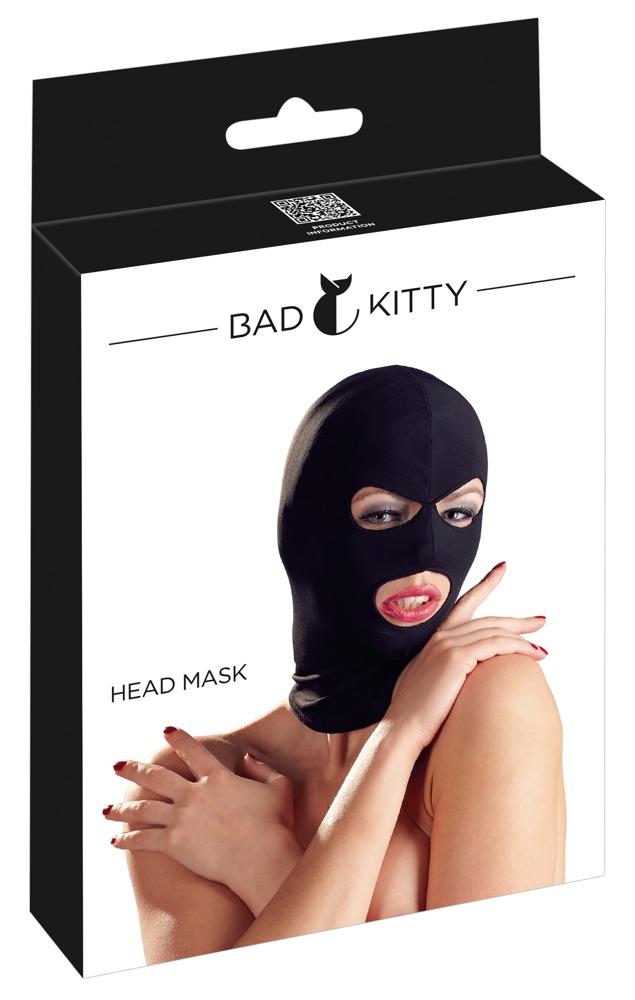 Bad Kitty Mască pentru Cap Neagră cu Decupaje pentru Ochi și Gură