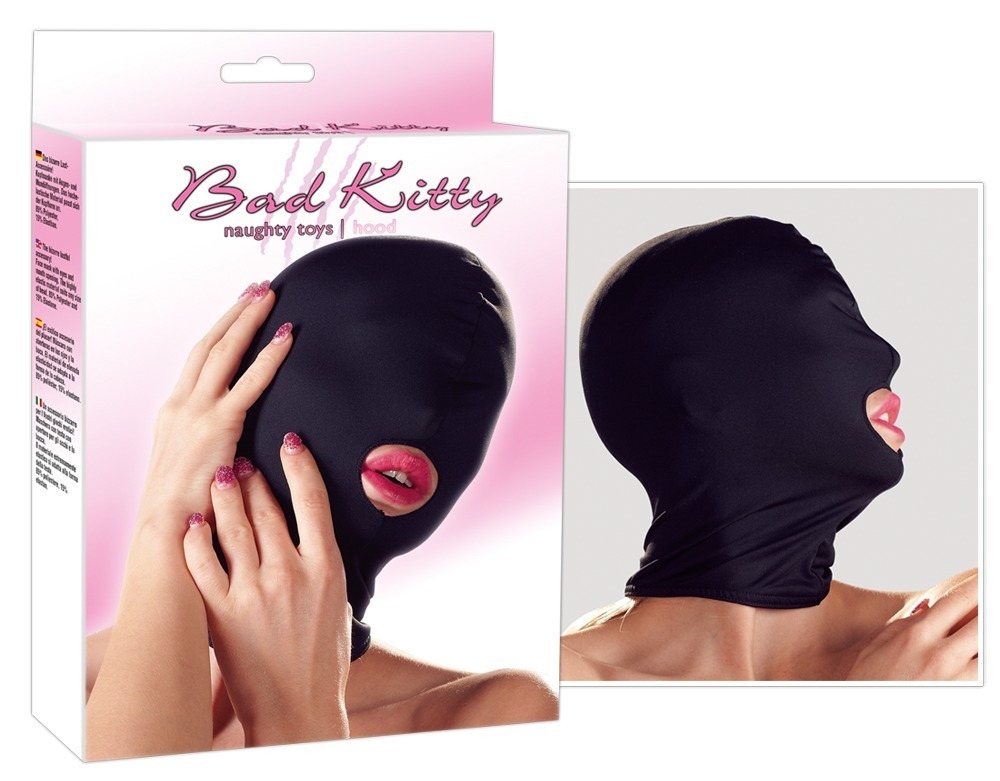 Bad Kitty Mască pentru Cap Neagră cu Decupaj pentru Gură - imagine 6