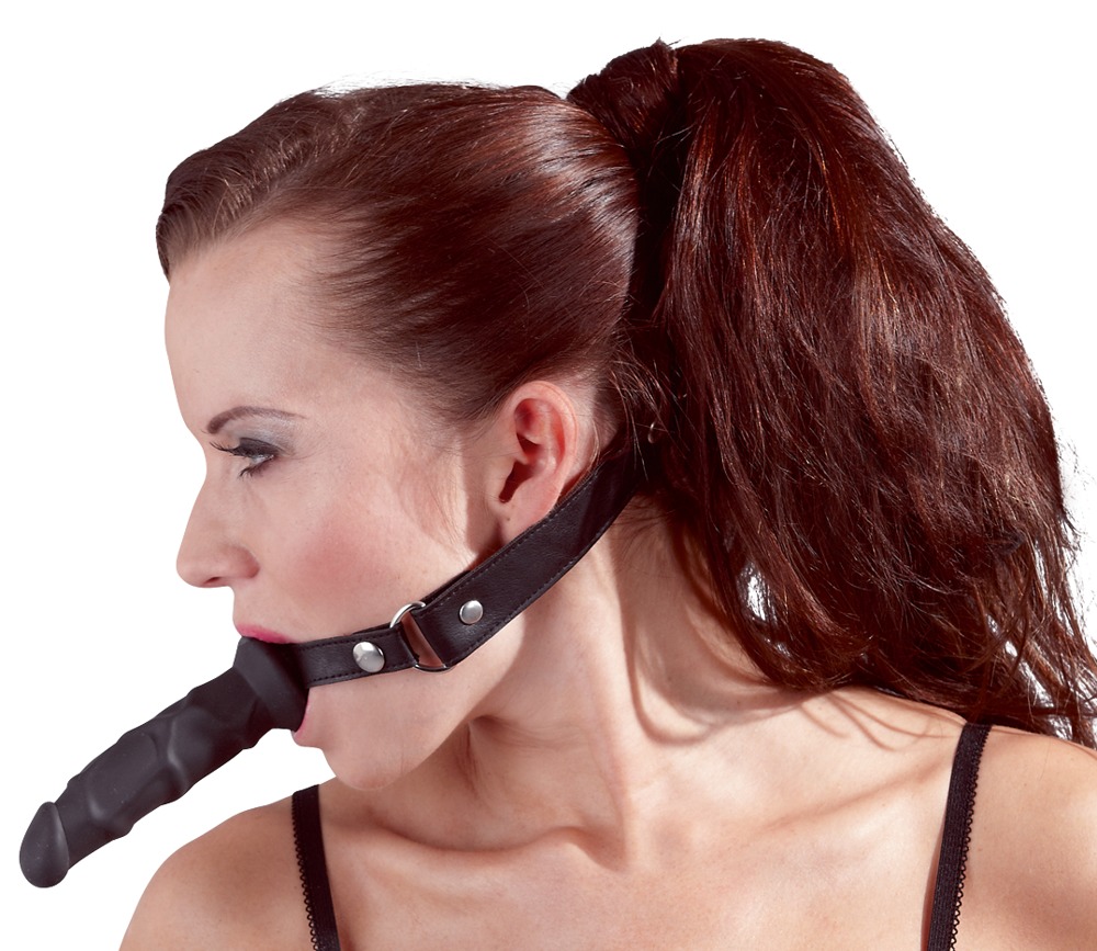 Căluș cu Dildo din Imitație de Piele Negru cu Curea Ajustabilă - imagine 3