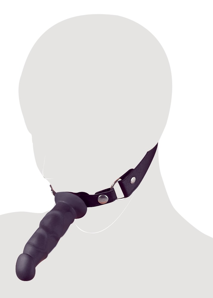 Căluș cu Dildo din Imitație de Piele Negru cu Curea Ajustabilă - imagine 4