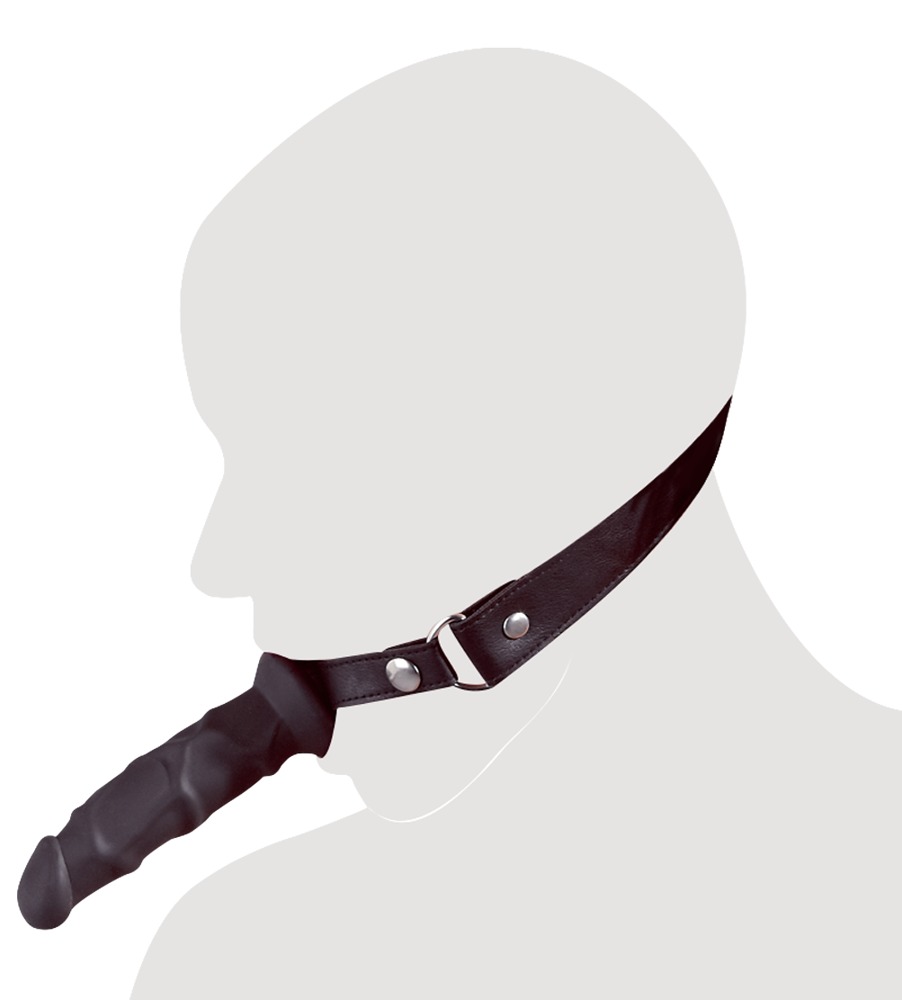 Căluș cu Dildo din Imitație de Piele Negru cu Curea Ajustabilă - imagine 5