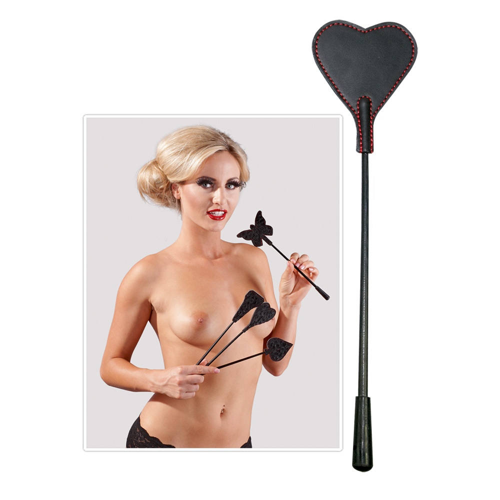 Heart Mini Crop Negru cu Paddle din Imitație de Piele și Blană - imagine 8
