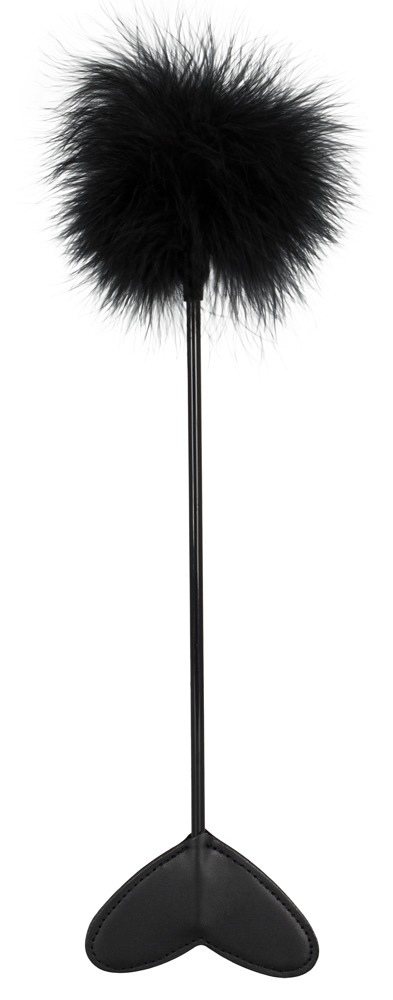 Feather Wand Pană pentru Tachinare cu Inimă din Imitație de Piele, Negru, 25 cm