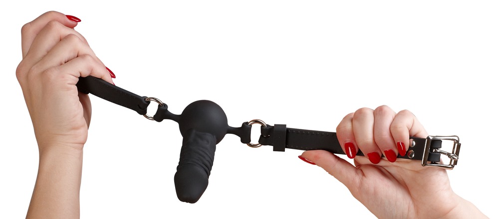 Căluș Silicon Negru cu Bilă și Curea Ajustabilă Design Penis - imagine 3