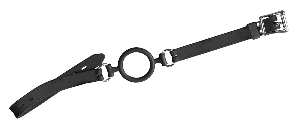 Căluș O-Ring din Silicon Negru cu Curele Ajustabile 5 cm - imagine 2