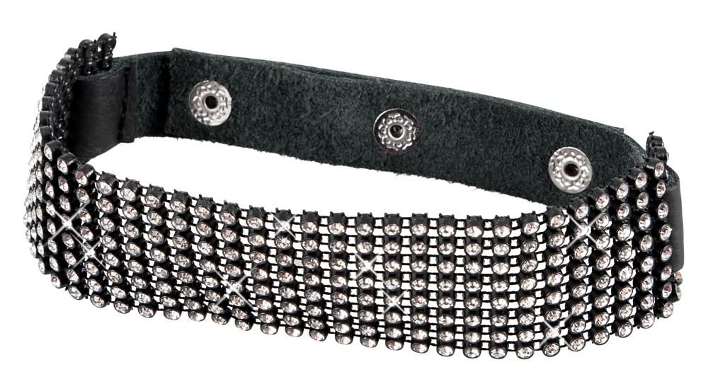 Rhinestone Choker Negru cu Strasuri și Închidere Ajustabilă - imagine 6