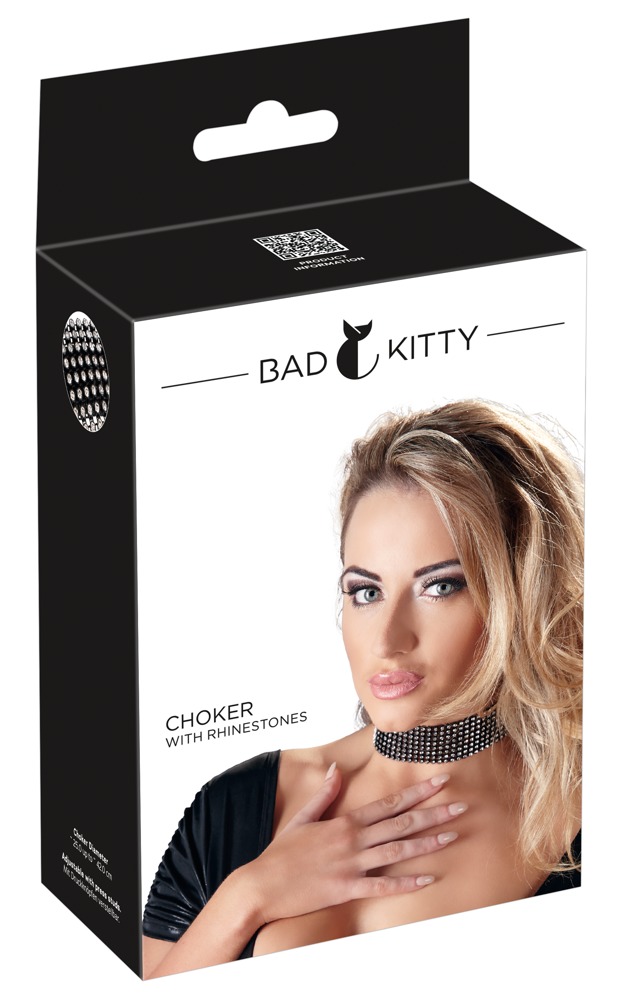 Rhinestone Choker Negru cu Strasuri și Închidere Ajustabilă