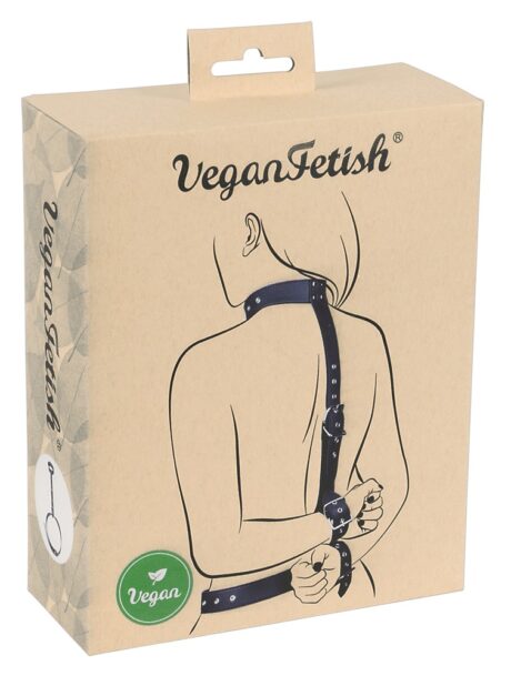 Set Bondage Neck-Wrist Restraint Vegan cu Zgardă, Cătușe și Curea de Talie