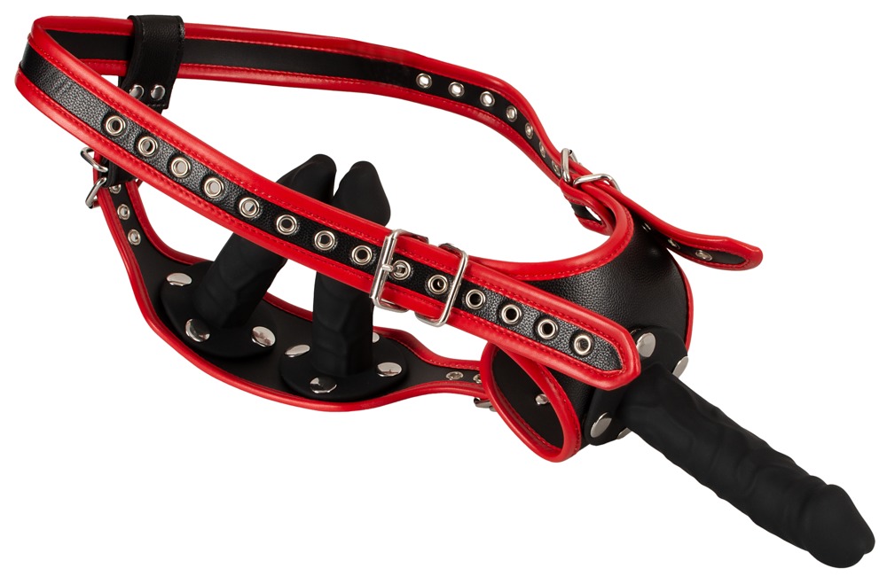 Bad Kitty Harness Strap-On cu 3 Dildo-uri din Silicon - imagine 4