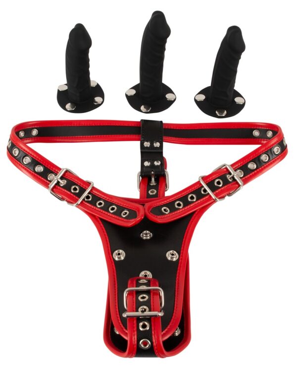 Bad Kitty Harness Strap-On cu 3 Dildo-uri din Silicon - imagine 5