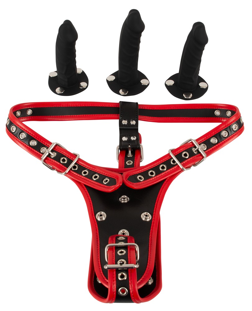 Bad Kitty Harness Strap-On cu 3 Dildo-uri din Silicon - imagine 5