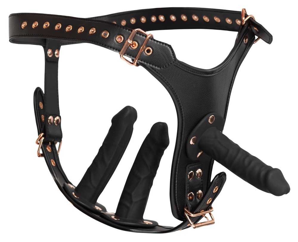 Bad Kitty StrapOn 3D Set cu Ham și 3 Dildouri - imagine 5