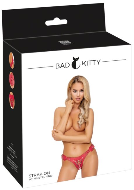 Bad Kitty Ham Strap-On Reglabil pentru Dildo și Vibrator, Roșu, S-L