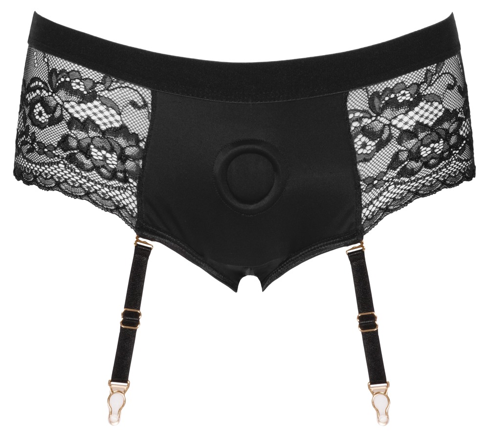 Bad Kitty Susp-Chilot Strap-On Negru din Microfibră și Dantelă - imagine 5