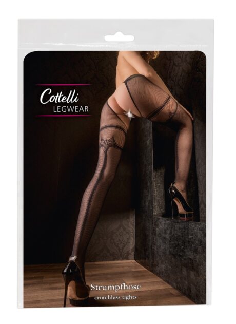 Dresuri Plasă cu Decupaj Intim Cottelli LEGWEAR și Jartieră Integrată