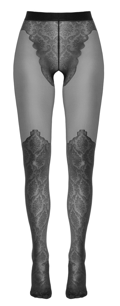 Dresuri cu Decupaj Intim Cottelli LEGWARE Negre cu Dantelă 25/50 DEN - imagine 7