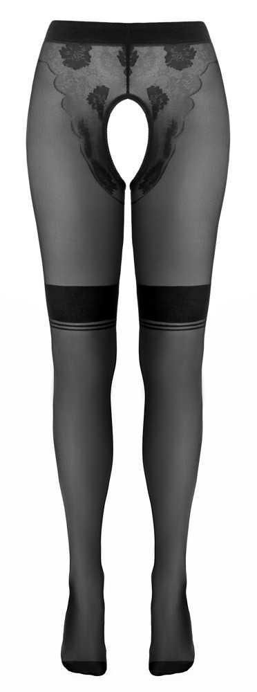 Cottelli LEGWEAR Dresuri Nude cu Decupaj Intim și Detalii Negre 25 DEN - imagine 7