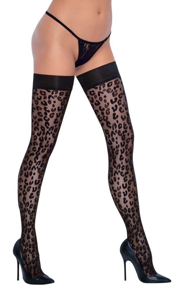 Cottelli LEGWEAR Hold-Up Ciorapi Leopard 30 DEN cu Bandă Antialunecare - imagine 3