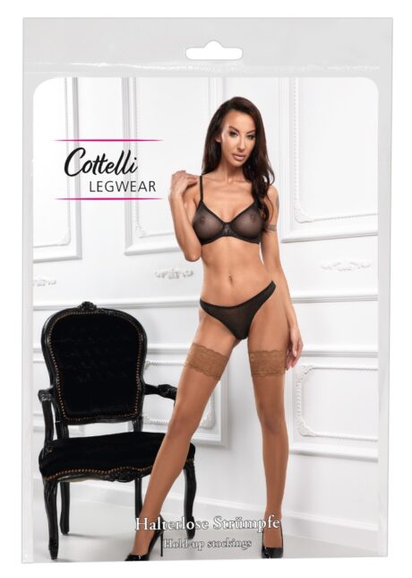 Ciorapi Autoadezivi Culoarea Pielii Cottelli LEGWARE cu Dantelă 9 cm – 20 DEN