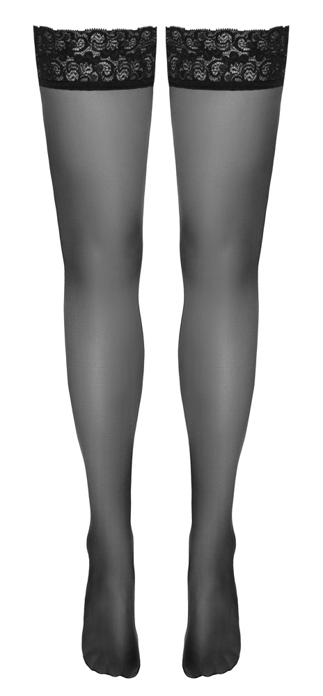 Cottelli Legwear Hold-Up Stockings Negre 20 Den cu Dantelă 6 cm - imagine 7