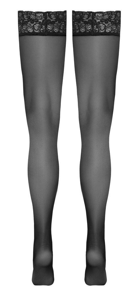 Cottelli Legwear Hold-Up Stockings Negre 20 Den cu Dantelă 6 cm - imagine 8