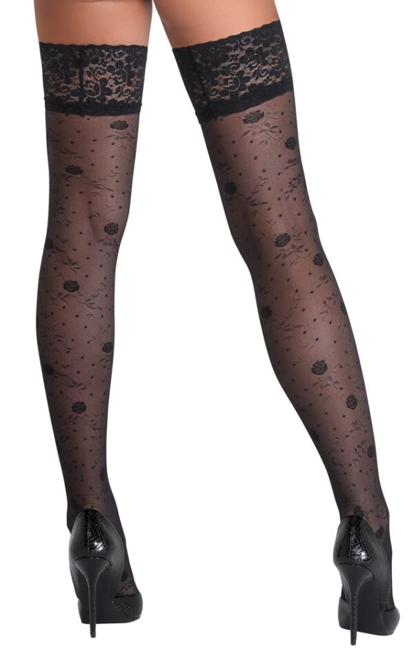 Cottelli LEGWEAR Hold-Ups Rose Ciorapi Negri cu Model Trandafiri 20 DEN - imagine 6
