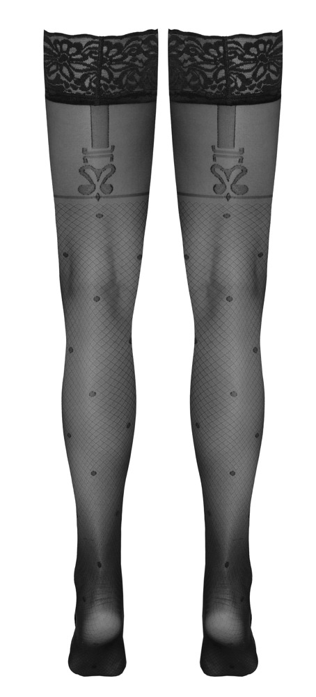 Cottelli LEGWEAR Hold-Ups Flirt Ciorapi Negri cu Buline și Dantelă 40 DEN - imagine 7