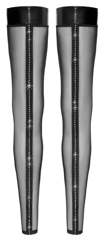 Noir Thigh-highs Ciorapi Înalți cu Powerwetlook și Strasuri - imagine 6