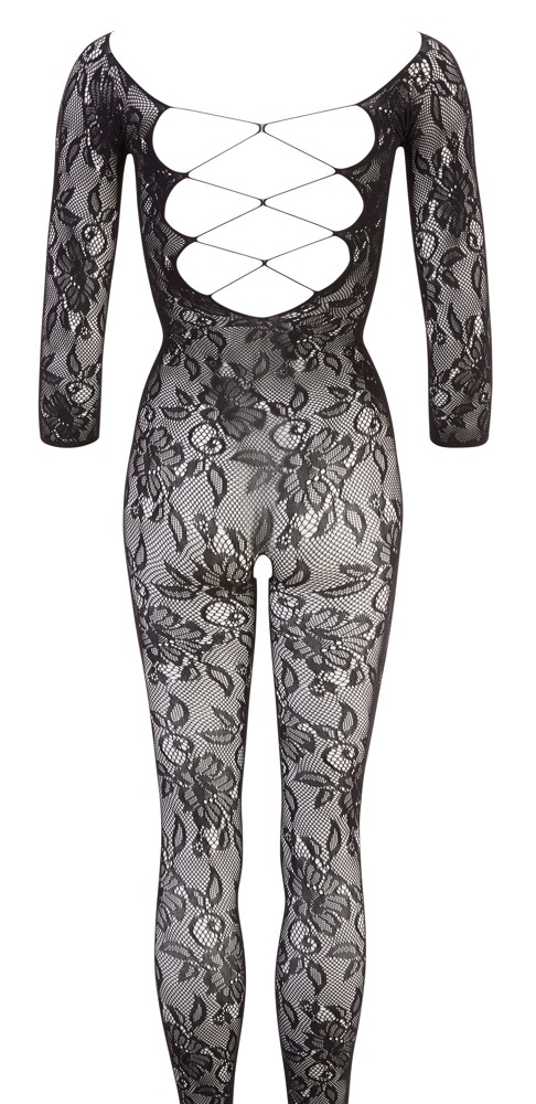 Catsuit Negru din Dantelă Florală cu Șnur și Zonă Intimă Deschisă S-L - imagine 6