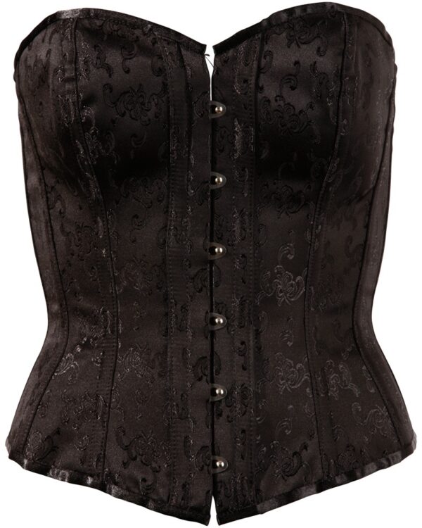 Corset Negru cu Model Brocart și Bretele de Portjartier Detașabile - imagine 4