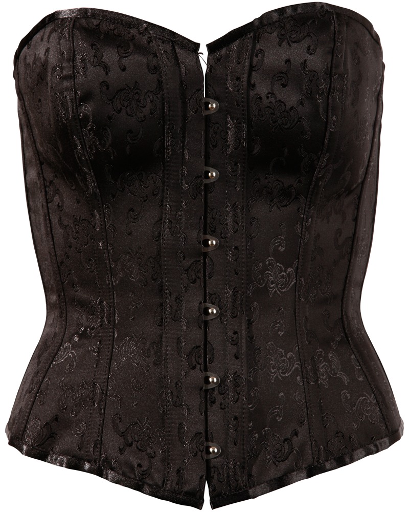Corset Negru cu Model Brocart și Bretele de Portjartier Detașabile - imagine 4