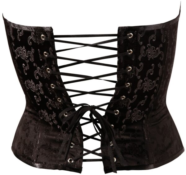 Corset Negru cu Model Brocart și Bretele de Portjartier Detașabile - imagine 5