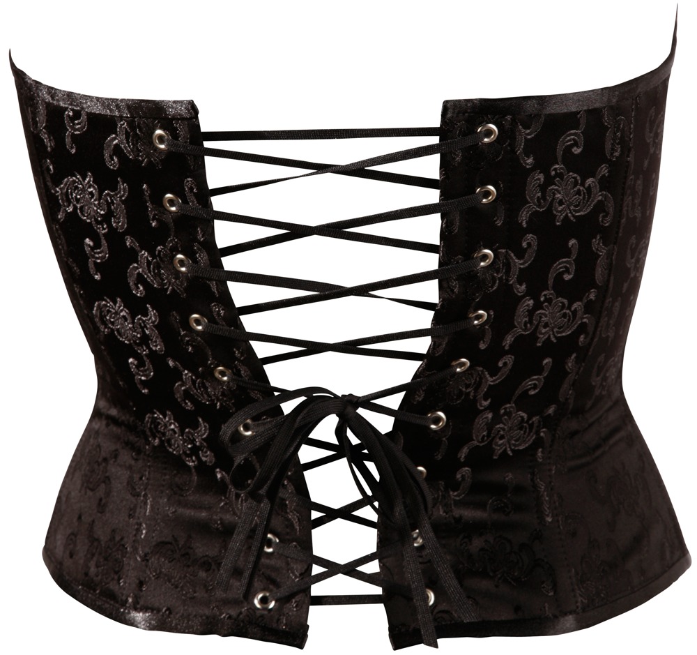 Corset Negru cu Model Brocart și Bretele de Portjartier Detașabile - imagine 5
