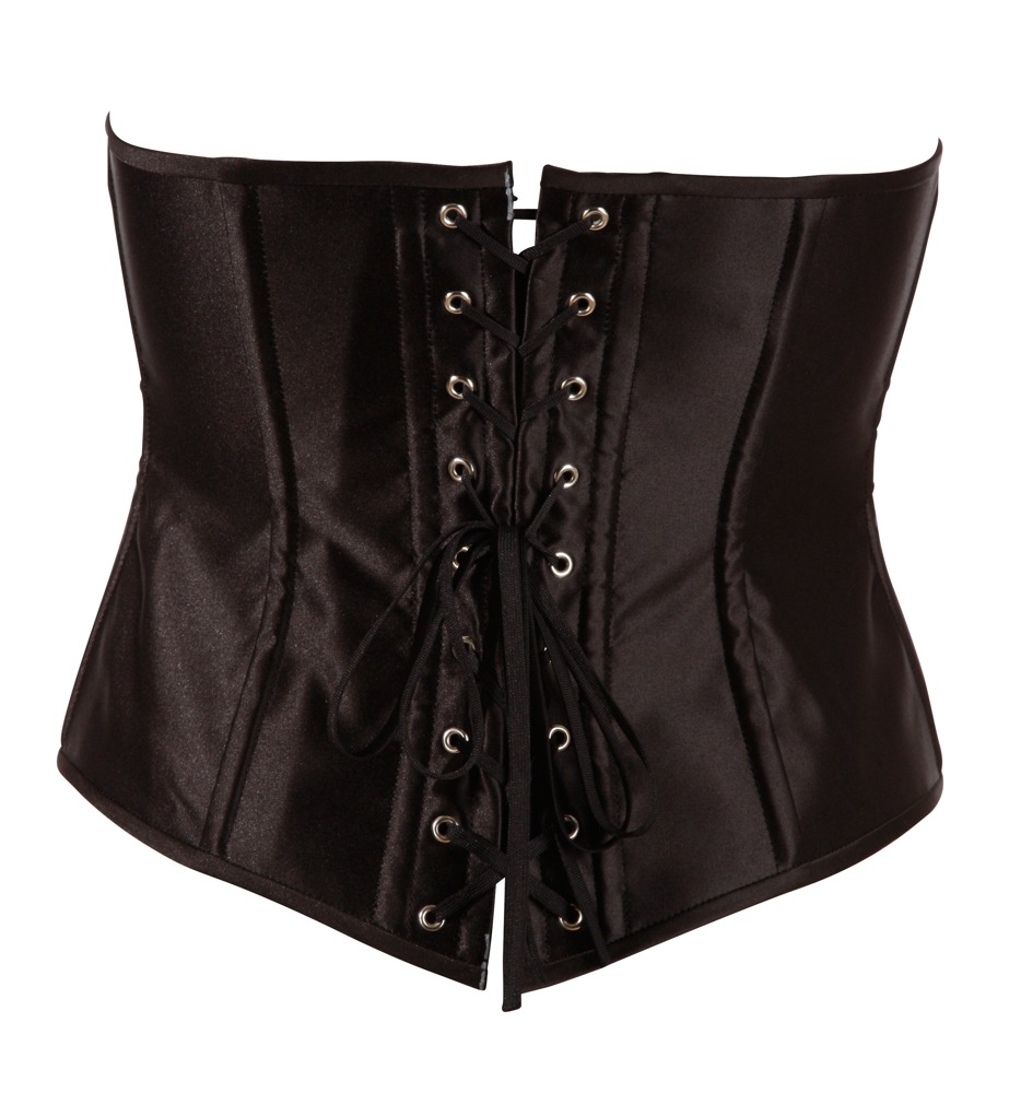 Corset cu Cupe Deschise Negru cu Șnur și Balene Modelatoare - imagine 7