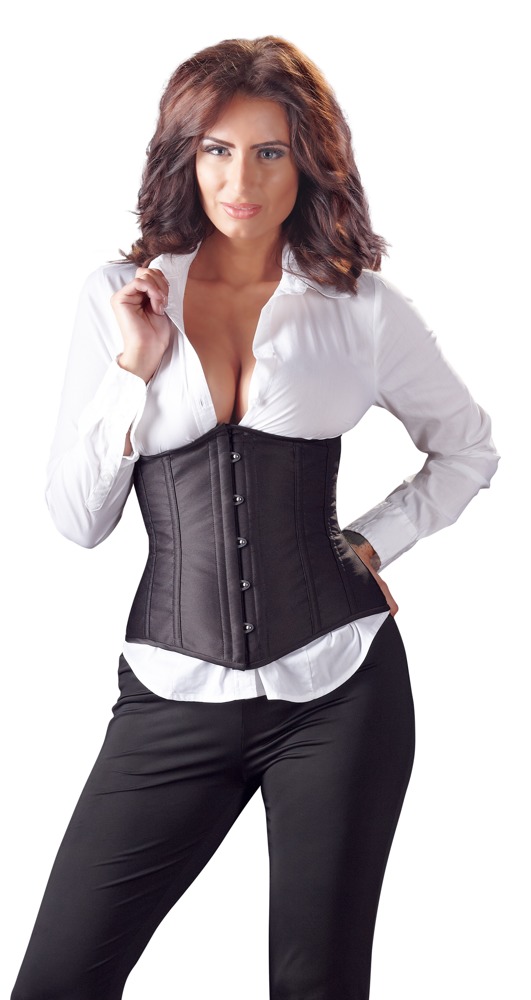 Corset cu Cupe Deschise Negru cu Șnur și Balene Modelatoare - imagine 4