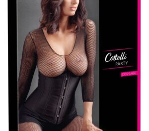 Corset cu Cupe Deschise Negru cu Șnur și Balene Modelatoare
