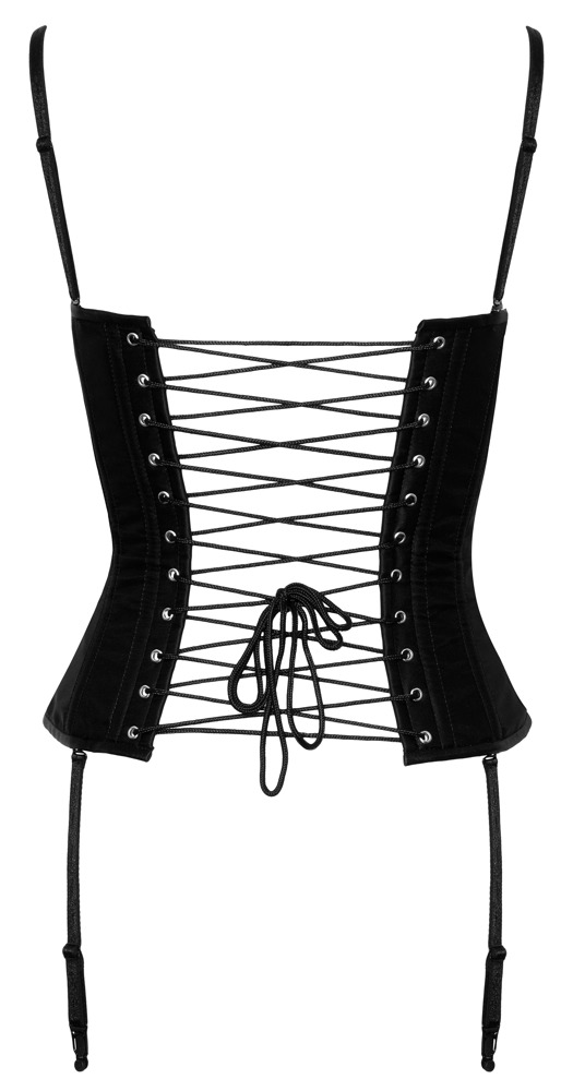 Corset Negru Cottelli Party Overbust din Satin Mat cu Șnur și Balene - imagine 7