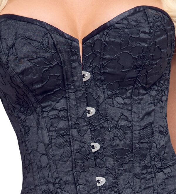 Corset Fabric Negru Cottelli Party Fără Bretele cu Șnur și Balene - imagine 5