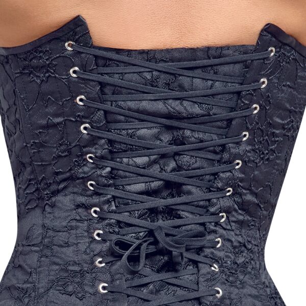 Corset Fabric Negru Cottelli Party Fără Bretele cu Șnur și Balene - imagine 6